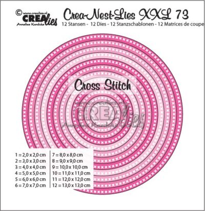 CLNestXXL73 Crealies die Crea-Nest-Lies XXL Circle with Cross Stitches cirkel cirkler med kryds brodering