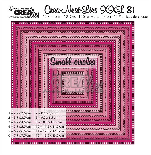 CLNestXXL81 Crealies die Crea-Nest-Lies XXL no. 81 Squares with Small Circles små huller hullet ramme firkant