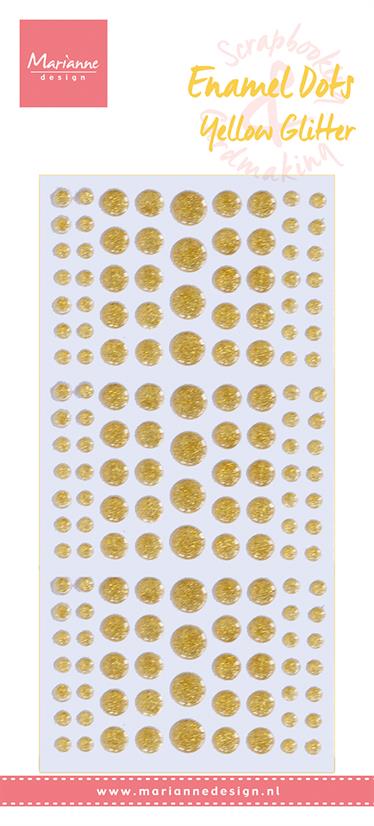 PL4530 Marianne Design Enamel Dots Duotone Yellow Glitter klistermærker glimmer gul guld
