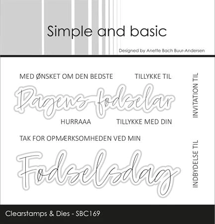 SBC169 Simple and Basic Clearstamp + die Fødselsdag tekster stempel stempler indbydelse invitation