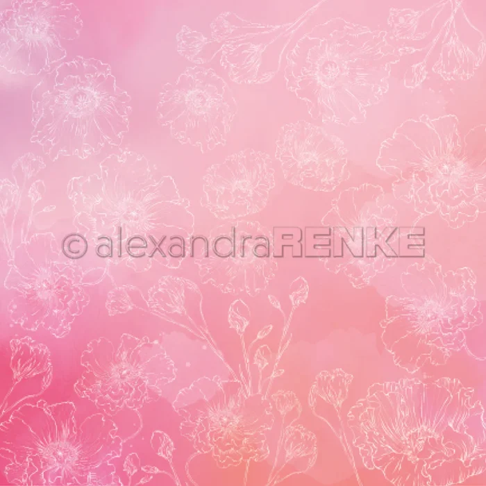 10.2637 Alexandra Renke Design Paper Tender Blossoms on Rouge pink lyserøde blomster karton papir
