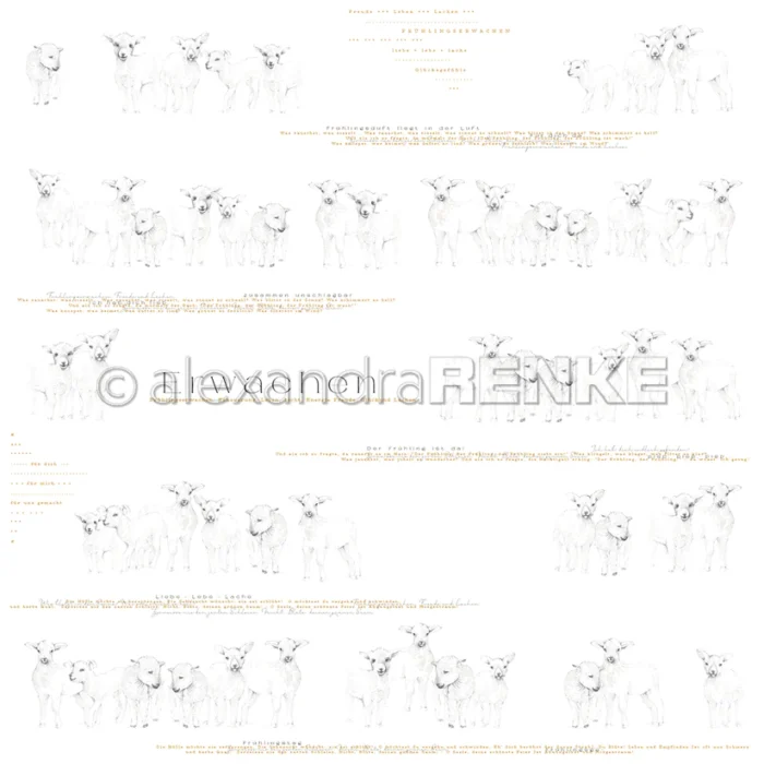 10.3021 Alexandra Renke design papir Lamb Rows Erwachen lam får karton papir