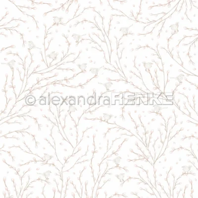 10.3335 Alexandra Renke design papir Willow Catkin Background gæslinger gree pussy willow fissepil fugle karton papir