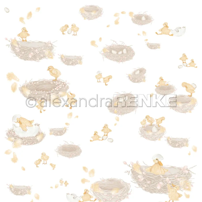 10.3380 Alexandra Renke design papir Chicks & Nests kyllinger ællinger påskekylling fuglerede