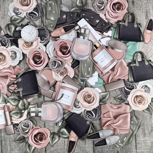 1982 Danmore Dan Cuts Feminint Tøj indpakning ure parfumer læbestift roser
