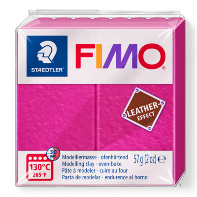 8010 229 FIMO Leather "Berry" pink lyserød ler clay lædereffekt