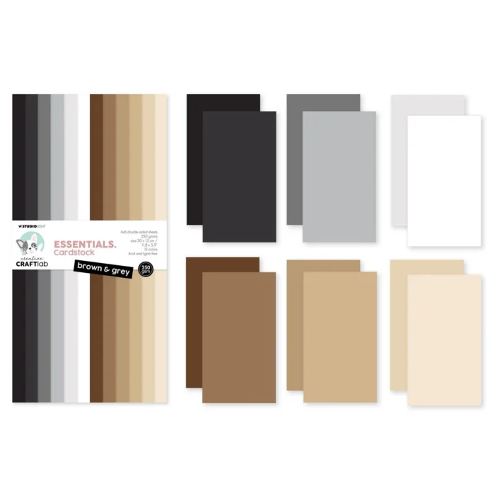 CCL-ES-PP135 Studio Light Essentials Paper Pad Brown Grey blok brun grå sort hvid 30x15 karton papir