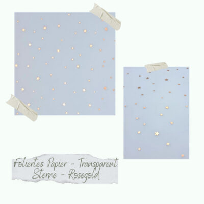 CD-DG-019 Creative Depot Foiled Paper - Transparent - Sterne Rosegold stjerner vellum gennemsigtigt papir karton roseguld kobber