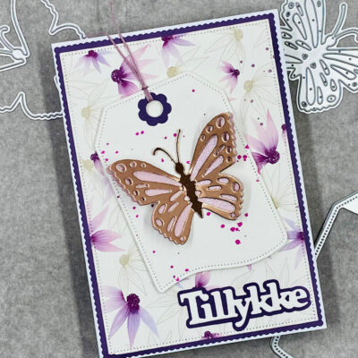 135076 Barto Design die A6 Tag base tag blomster hulforstærker 135079 Barto Design die Detailed Butterfly sommerfugle admiral 135078 Barto Design die Solid Butterfly sommerfugle