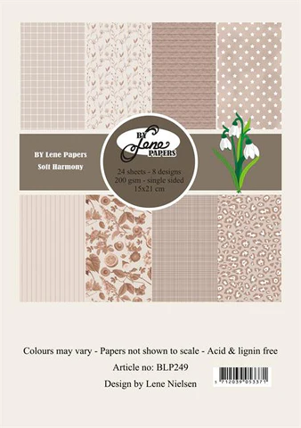 BLP249 By Lene Paperpad Soft Harmony karton blok papir blomster tern leopardmønster striber
