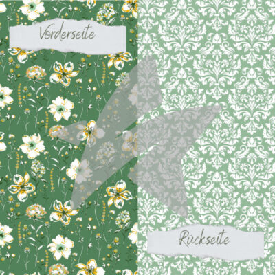 CD-DP-676 Creative Depot design paper - Barocke Blüten blomster karton papir engelsk tapet grøn damask barok