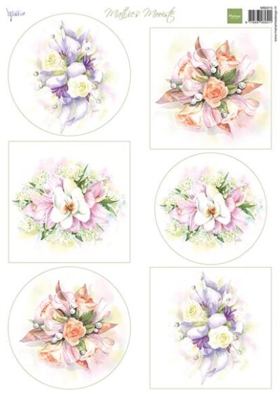 MB0215 Marianne Design Sheets Matties Romantic Bouquets 3D ark klippeark klip selv blomster baggrunde nemme kort blomsterbuketter brudebuket brudekort