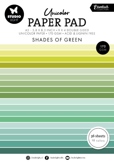 SL-ES-UPP156 Studio Light Paper Pad "Shades of Green" karton papir blok nuancer af grøn mørkegrøn mint