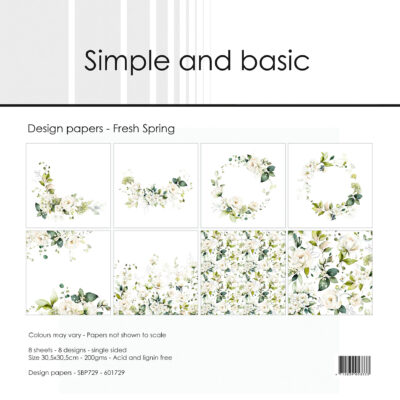 SBP729 Simple and Basic Design Papers Fresh Spring 30x30 karton papir blokke blomster kranse roser bonderoser