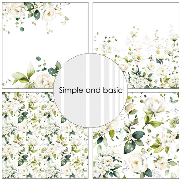 SBP729 Simple and Basic Design Papers Fresh Spring 30x30 karton papir blokke blomster kranse roser bonderoser