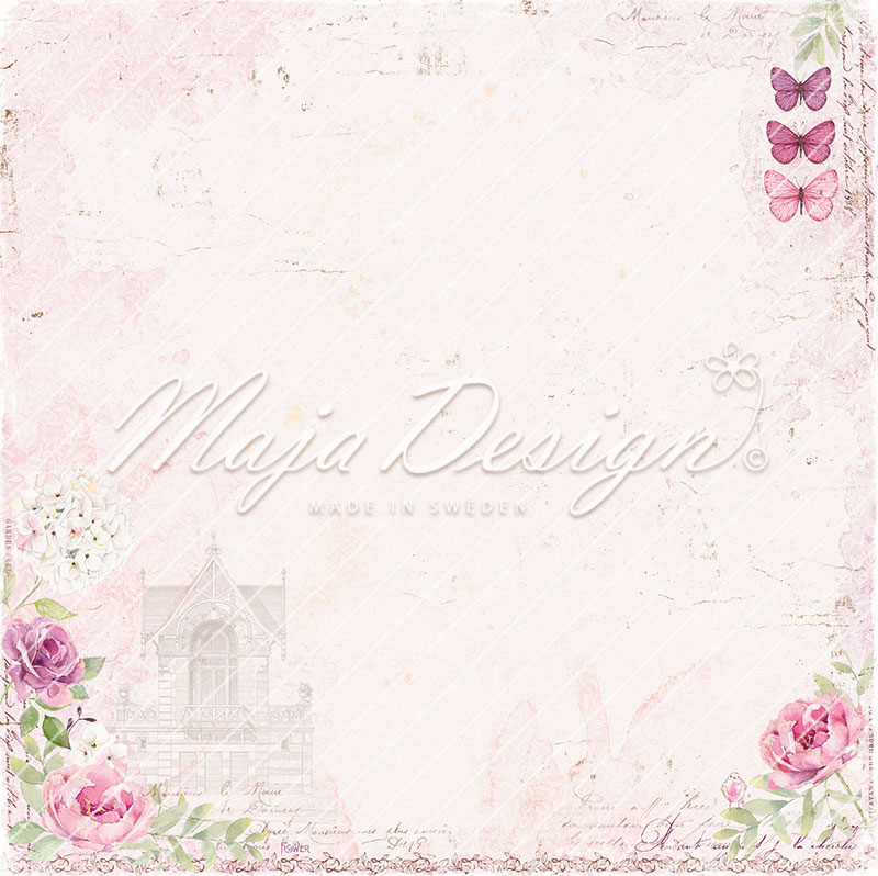 1319 Maja Design karton Mum's Garden - Patio sommerfugle blomster barokmønster lyserød karton papir scrapbooking paper