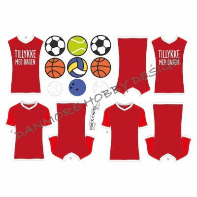 27145 Danmore Hobby 3D Ark Quick Cards T-Shirt klippeark t-shirt fodboldtrøje bluse fodbolde basketbolde konfirmation konfirmand bowlingkugle tennisbold volleybold håndbold