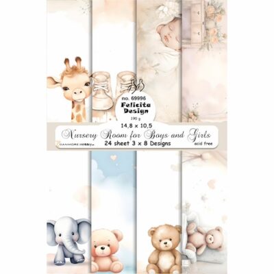 69996 Felicita Design Nursery Room for Boys and Girls karton papir baby giraf elefant bamser