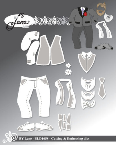 BLD1658 By Lene die Accessories for BLD1636 #1 jakkesæt tilbehør skæg butterfly slips klud charmeklud kravat brudgom