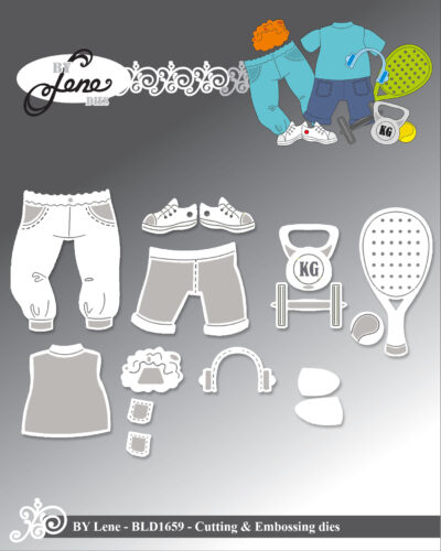BLD1659 By Lene die Accessories for BLD1636 #2 træningstøj kettlebell vægte ketchere tennisbold krøllet hår