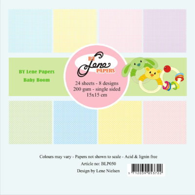 BLP050 By Lene paperpad Baby Boom karton papir pastelfarver gingham ternet prikket