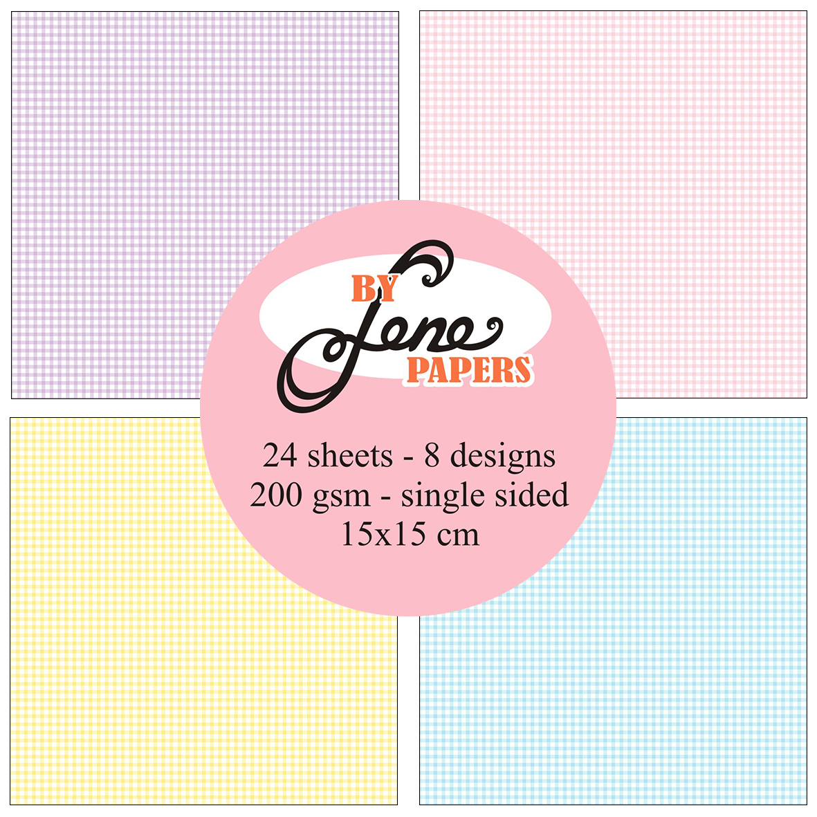 BLP050 By Lene paperpad Baby Boom karton papir pastelfarver gingham ternet prikket
