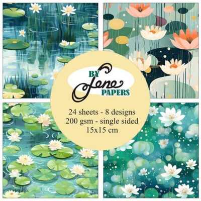 BLP052 By Lene Paperpad Water Lilies karton papir åkander blomster