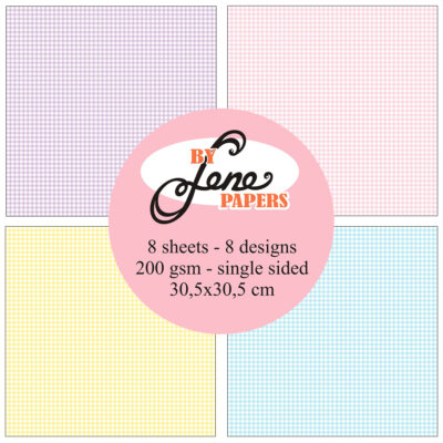 BLP350 By Lene paperpad Baby Boom e paperpad Baby Boom karton papir pastelfarver gingham ternet prikkede prikket paperpad Baby Boom scrapbooking ark