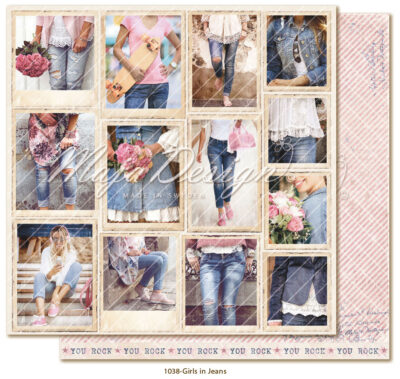 DEN-1038 Maja Design Design paper Snapshots Girls in Jeans die-cuts konfirmation konfirmand konfirmandinde pige kort karton ripped jeans