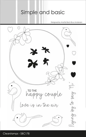 SBC178 Simple and Basic clearstamp Love is in the Air stempel stempler to the happy couple stempler stempel fugle kranse