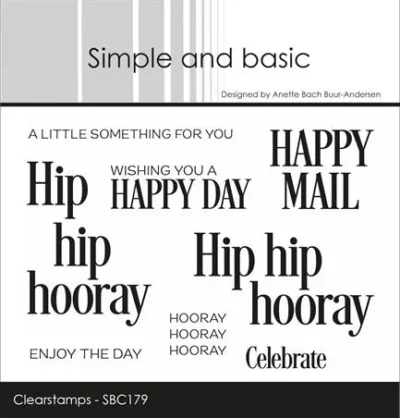 SBC179 Simple and Basic clearstamp Hip Hip Hooray tekster engelske tekster english birthday texts