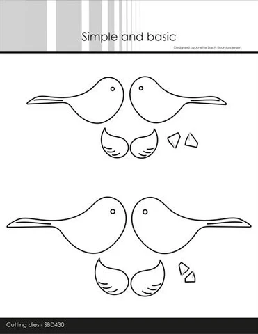 SBD430 Simple and Basic die Symmetrical Birds fugleophæng fugle til ophæng pynt