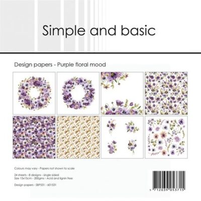 SBP531 Simple and Basic design papers Purple Floral Mood lilla karton papir blomster kranse karton papir