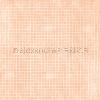10.1849 Alexandre Renke Design Paper Checkered on Pastel Orange ferskenfarvet koral ternet karton papir koral gul
