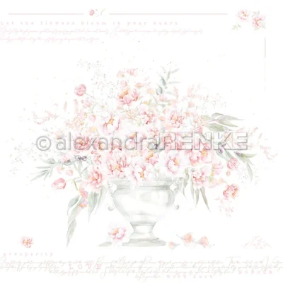 10.2685 Alexandra Renke design paper Vase with Peonies karton papir pæoner blomster vase med blomster bonderoser