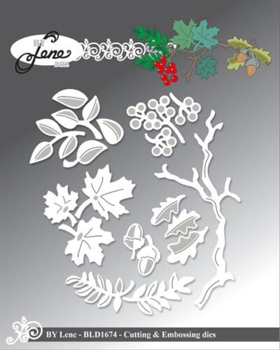 by lene dies bld1674 leaves and branches gren, agern, bær, samt forskellige blade.