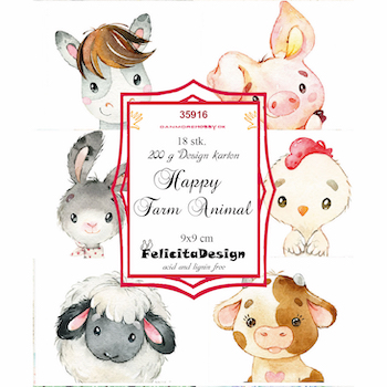 35916 Felicita Design toppers Happy Farm Animals hest æsel kanin gris kylling høns høne ko får