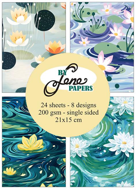 BLP252 By Lene Paperpad Water Lilies papir karton åkander blomster