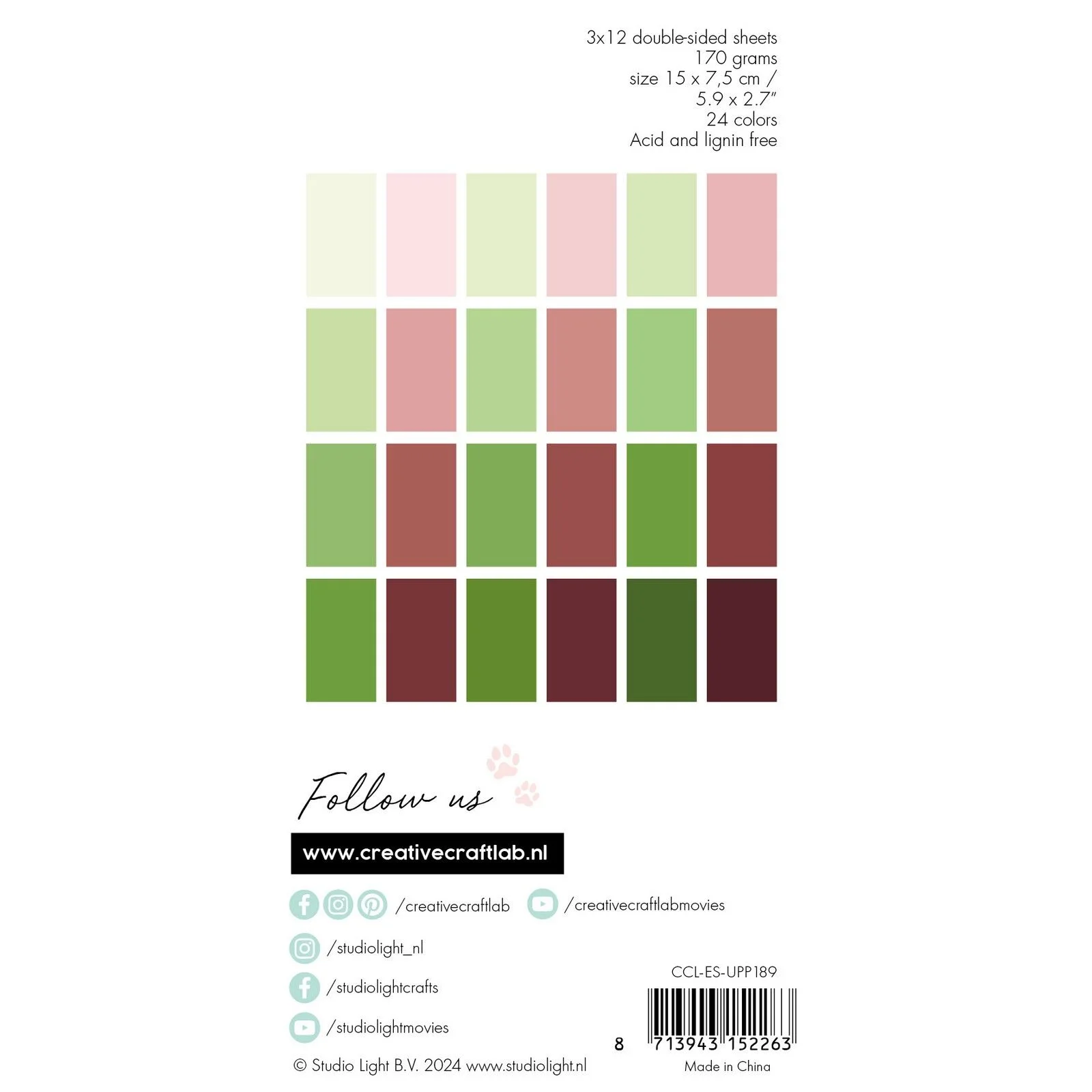 CCL-ES-UPP189 Studio Light Paper Pad Palmtrees karton papir blok røde grønne