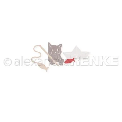 D-AR-Ti0129 Alexandra Renke die Fishing Cat kat fiskestang fisk papirshat