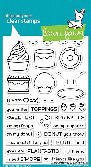 LF1551 Lawn Fawn stempel Sweet Friends stempler kager donut doughnut smores muffins cupcakes tekster texts