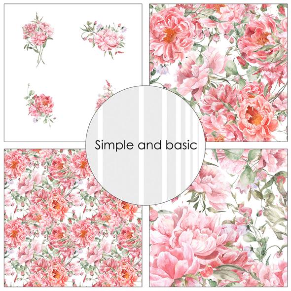 SBP532 Simple and Basic Design Papers Opulent Pink Flowers lyserød pink karton papir blokke kranse blomster