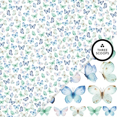 TSD0199 Three Scoops Design karton Smagen af Sommer Sommerfugle Blå Turkis karton papir sommerfugle