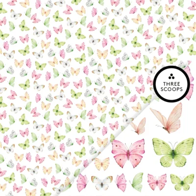 TSD0200 Three Scoops Design karton Smagen af Sommer Sommerfugle Pink Grøn karton papir sommerfugle sommerfugle lyserød lysegrøn