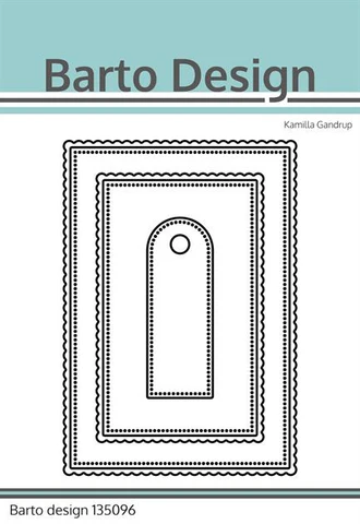 135096 Barto Design Dies Dotted A7 with Tag kortbaser tags scalloped tungekant