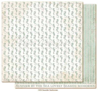 1355 Maja Design karton Seaside Seahorses søheste striber grøn