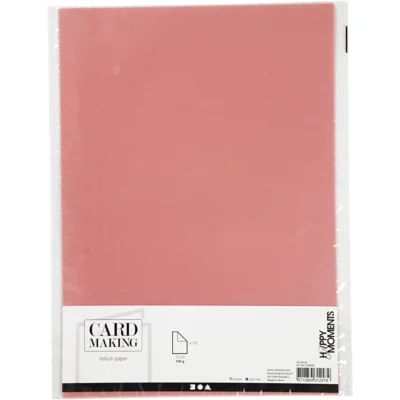 224829 Pergamentpapir A4 Lyserød 10 ark vellum karton papir transparent karton lyserød rosa