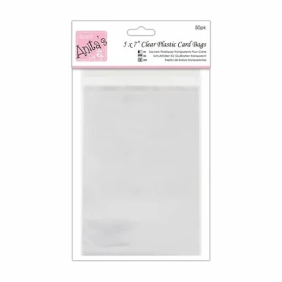 ANT 1651006 DoCrafts Anita Clear Plastic Card Bags 5x7 50pk cellophane bags 5"x7" inch 50 poser kort