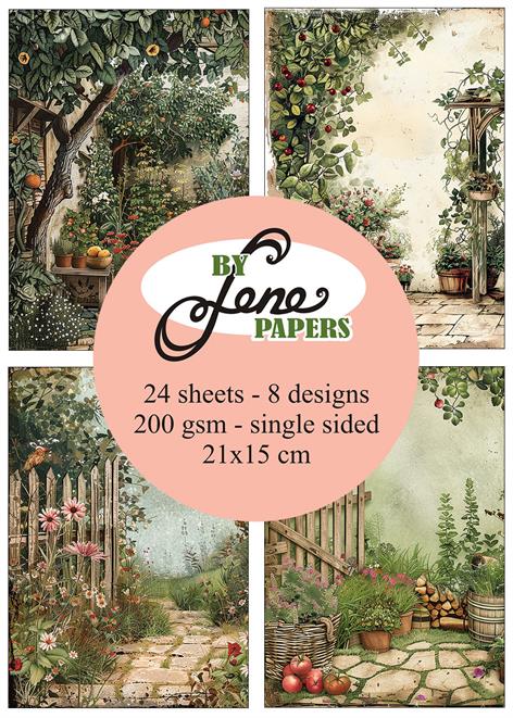 BLP253 By Lene Paperpad Country Garden karton papir pakke baggrunde havetema
