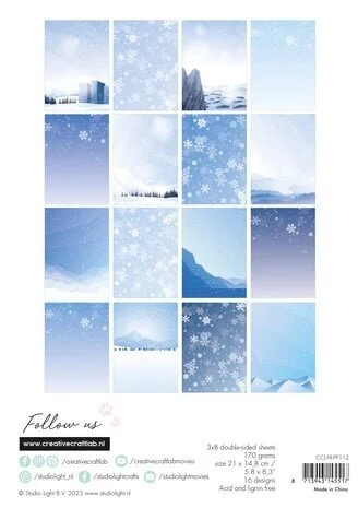 CCL-FR-PP112 Studio Light Paper Pad Snowflake Kisses karton papir snefnug snelandskab bjerge